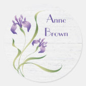 Sticker Rond Iris Violet Sur Bois (Devant)