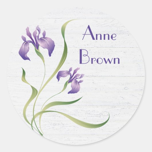 Sticker Rond Iris Violet Sur Bois (Devant)