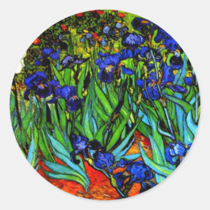 Sticker Rond Irises, célèbre peinture de Vincent van Gogh,
