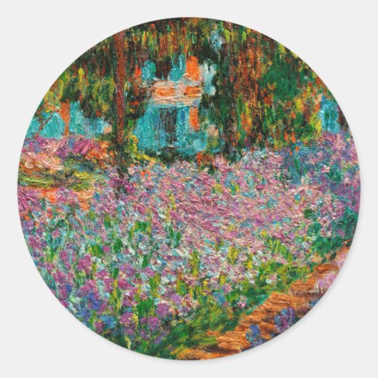 Sticker Rond Irises Monet Garden Fleurs Giverny (Devant)