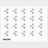 Sticker Rond Irises pourpres bat mitzvah (Feuille)