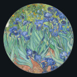 Sticker Rond Irises | Vincent van Gogh<br><div class="desc">Irises (1889) de l'artiste post-impressionniste néerlandais Vincent Van Gogh. La peinture paysagère originale est une huile sur toile montrant un jardin de fleurs d'iris en fleurs. Utilisez les outils de conception pour ajouter du texte personnalisé ou personnaliser l'image.</div>