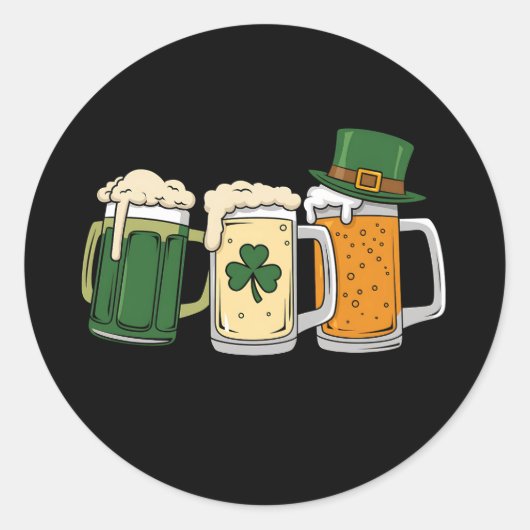 Sticker Rond Irish Beer Irlande Drapeau St Patrick's Day Shamro (Devant)