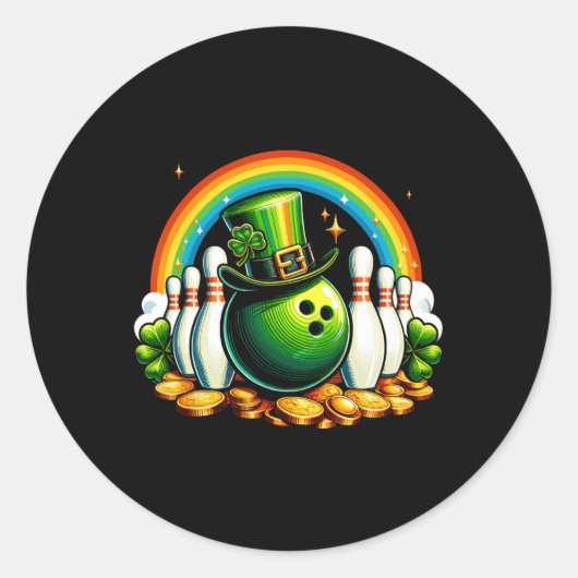 Sticker Rond Irish Bowling Bylls Shamrock Leprechaun St Patrick (Devant)