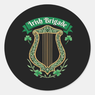 Sticker Rond Irish Brigade Celtic Harp Heritage