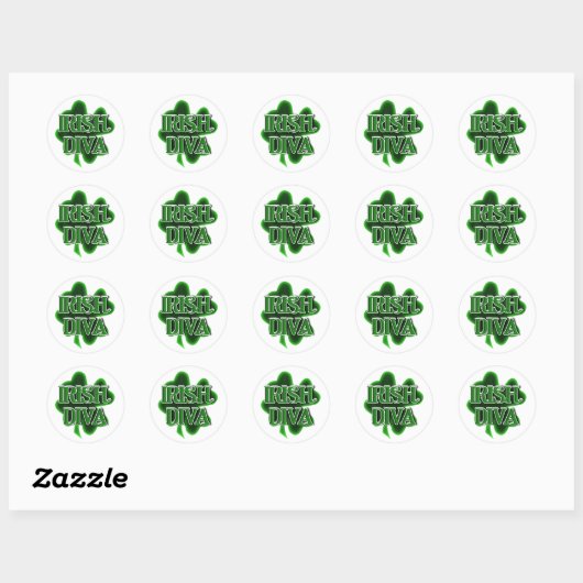 Sticker Rond Irish Diva St. Patrick's Day (Feuille)