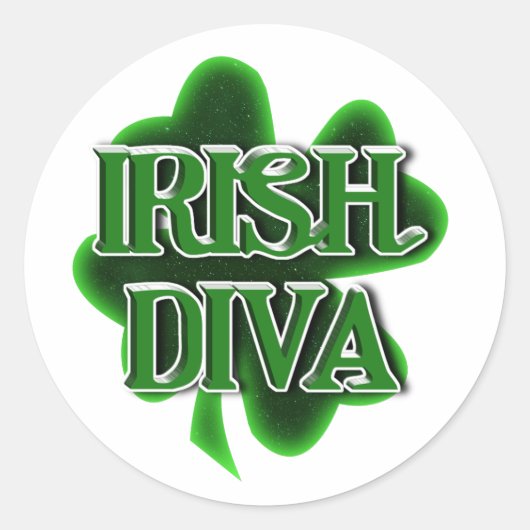 Sticker Rond Irish Diva St. Patrick's Day (Devant)