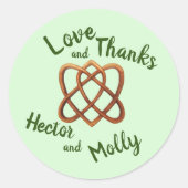 Sticker Rond Irish Love Knot, 2 Coeurs Enmêlés (Devant)