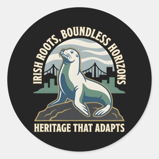 Sticker Rond Irish Roots Boundless Horizons Sea Lion (Devant)