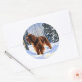 Sticker Rond Irish Setter Qu'il neige Noël (Enveloppe)