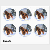 Sticker Rond Irish Setter Qu'il neige Noël (Feuille)