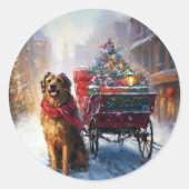 Sticker Rond Irish Setter Saison de Noël festive (Devant)