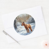 Sticker Rond Irish Terrier Laisser neiger Noël (Enveloppe)