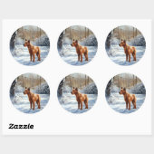 Sticker Rond Irish Terrier Laisser neiger Noël (Feuille)