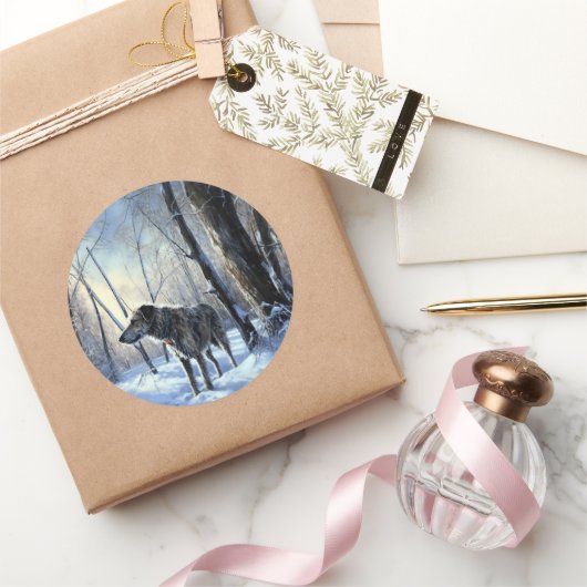 Sticker Rond Irish Wolfhop Laisser neiger Noël (Cadeaux)