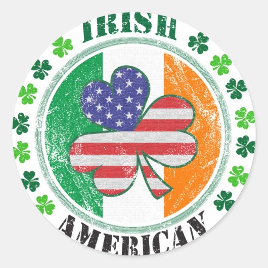 Sticker Rond Irlandais-Américain : (Devant)