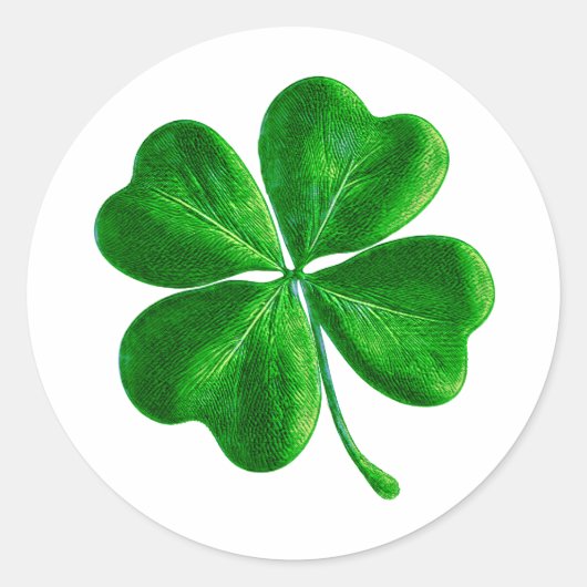 Sticker Rond Irlandais classique à quatre feuilles Clover (Devant)