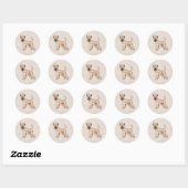 Sticker Rond Irlandais Doux Manipulé Terrier mignon chien beige (Feuille)