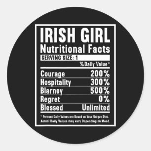 Sticker Rond Irlandais Fille Nutrition Facts