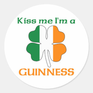 Sticker Rond Irlandais personnalisé Kiss Me Je suis Guinness