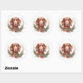 Sticker Rond Irlandais Red Setter Festive Wreath Pup (Feuille)