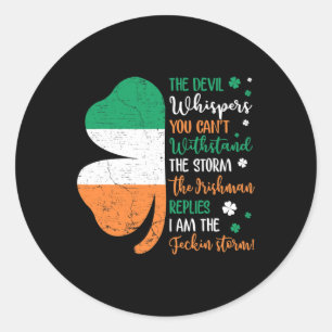 Sticker Rond Irlandais shamrock Homme Pride Jour de la Saint Pa