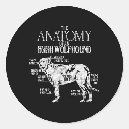 Sticker Rond Irlandais Wolfhound Dog (Devant)