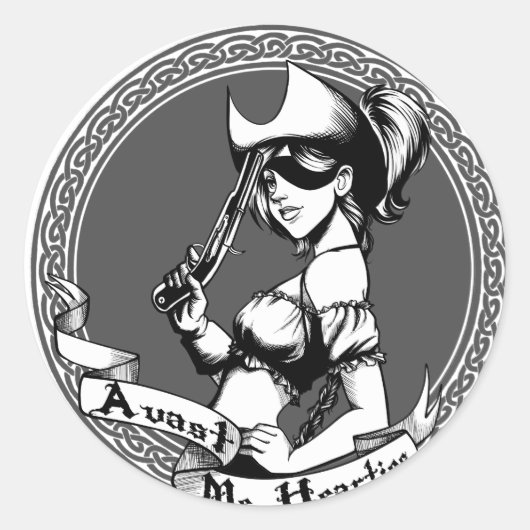 Sticker Rond Irlandaise fille pirate (Devant)