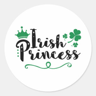 Sticker Rond Irlandaise Princesse femmes St Patrick's Day Scrip