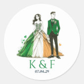 Sticker Rond Irlande Mariage couple (Devant)