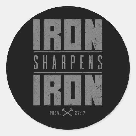Sticker Rond Iron Sharpens Fer Christian Hommes Bible Écriture (Devant)
