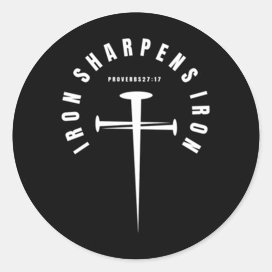 Sticker Rond Iron Sharpens Proverbes En Fer 27_17 - Avant Et Ar (Devant)