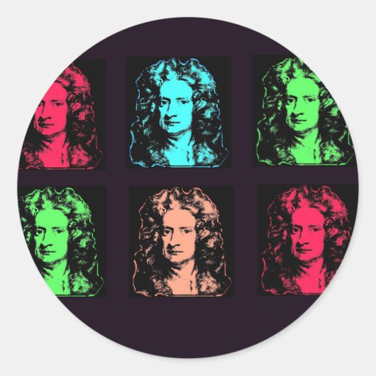 Sticker Rond Isaac Newton Collage (Devant)