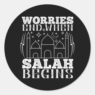 Sticker Rond Islam - Les inquiétudes se terminent quand Salah c