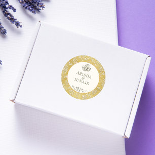 Sticker Rond Islam Royal Golden Damask Mariage musulman Favor