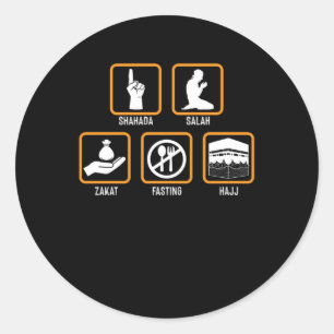 Sticker Rond Islam Shahada Salah Hajj Mecque Allah Cadeau Musul