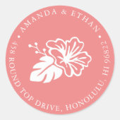 Sticker Rond Island Hibiscus Adresse de retour (Devant)