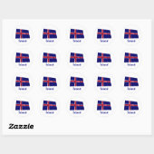 Sticker Rond Islande Drapeau avec nom en islandais (Feuille)