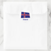 Sticker Rond Islande Drapeau avec nom en islandais (Sac)