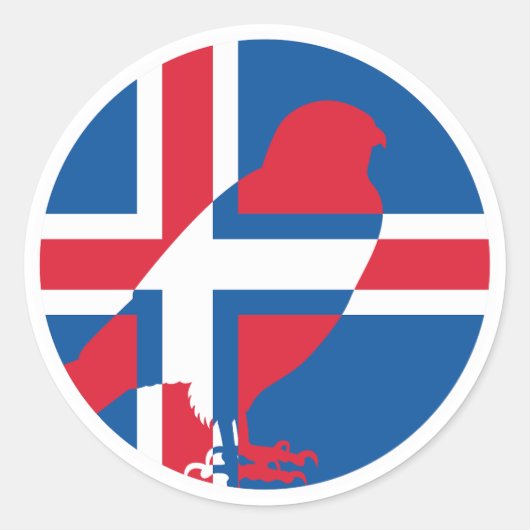 Sticker Rond Islande Falcon Gyrfalcon Islandais (Devant)