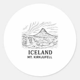 Sticker Rond Islande Mt Kirkjufell Randonnée Aurore Boréale Sou