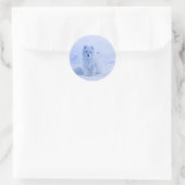 Sticker Rond Islande - Renard arctique, blanc sur photo (Sac)