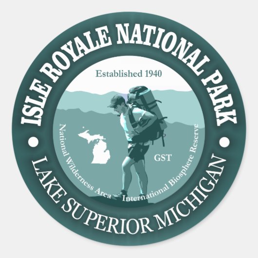 Sticker Rond Isle Royale NP (Devant)