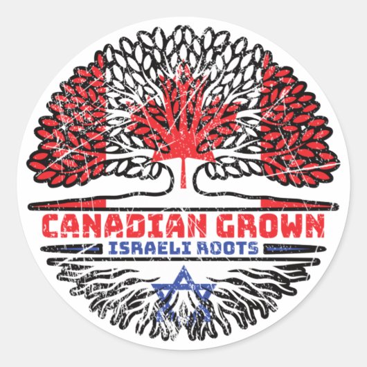 Sticker Rond Israël Israël Canadian Canada Arbre Drapeau (Devant)