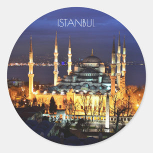 Sticker Rond Istanbul Turquie Mosquée Bleue Photographie de nui