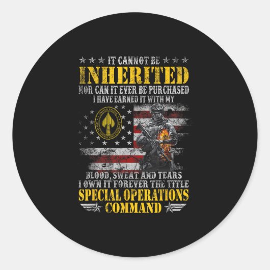 Sticker Rond It Cannot Be Inherited Special Operations Command (Devant)
