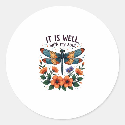 Sticker Rond It Is Well With My Soul Inspirational Quote (1) (Devant)