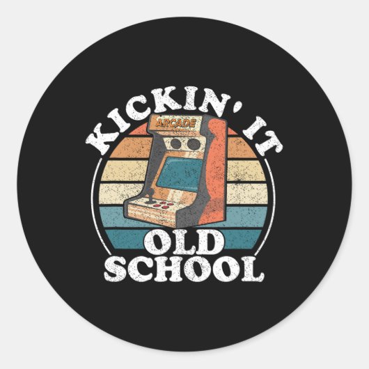 Sticker Rond It Old School Retro 80s Arcade Jeu vidéo Jeu G (Devant)