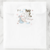 Sticker Rond It’s a Boy Stork and Baby (Sac)