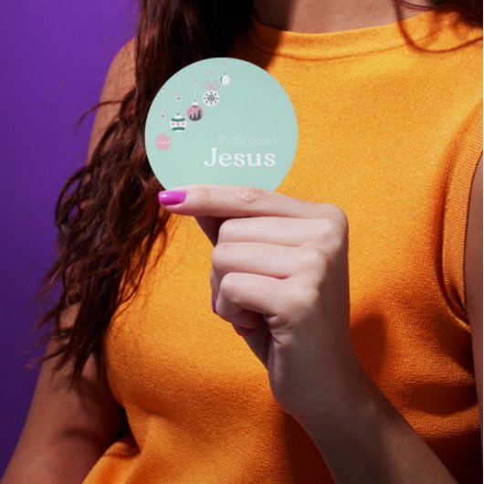 Sticker Rond It’s All About Jesus – Pastel Christian Christmas 